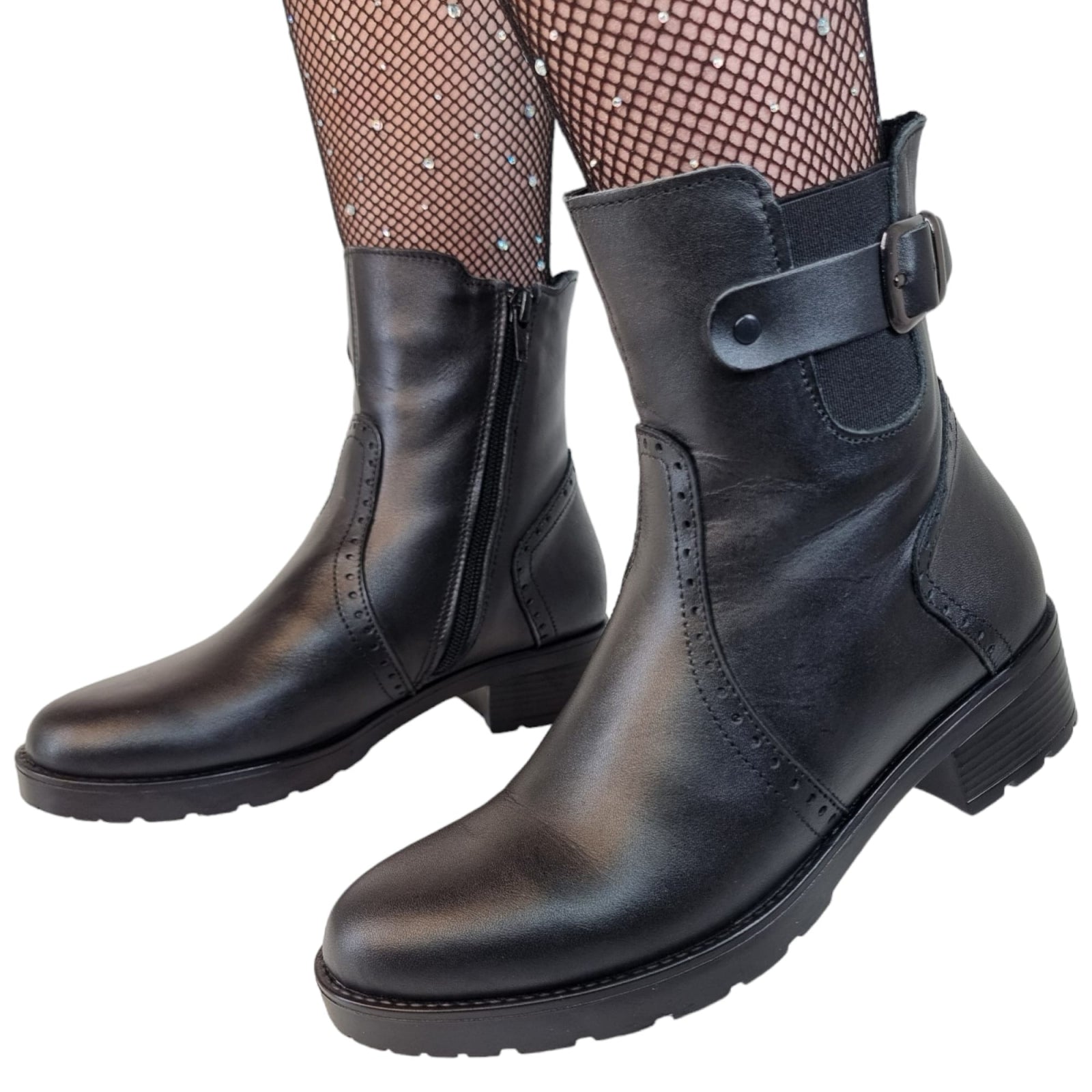 Ghete Damă Casual Din Piele Naturală Neagră 30129