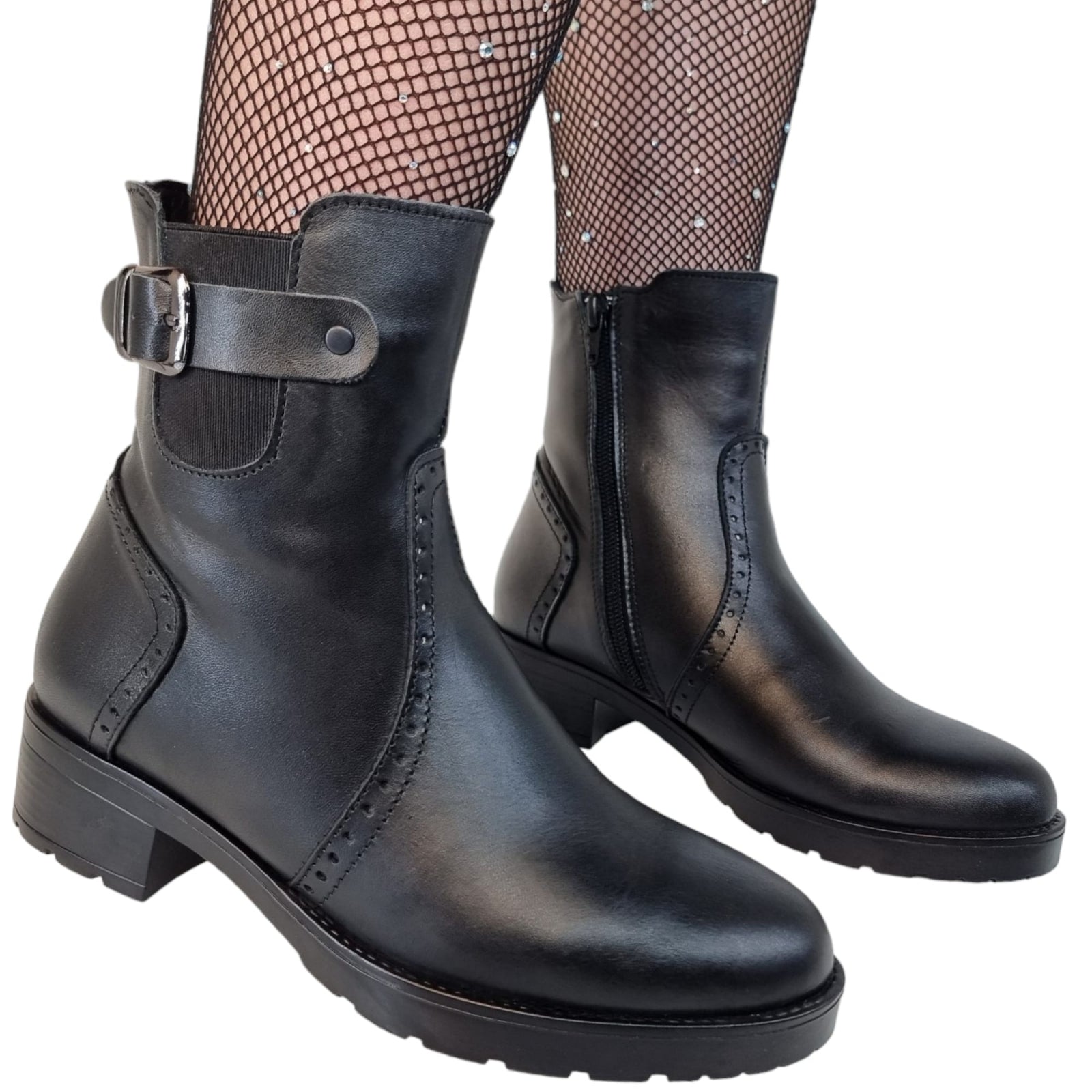 Ghete Damă Casual Din Piele Naturală Neagră 30129