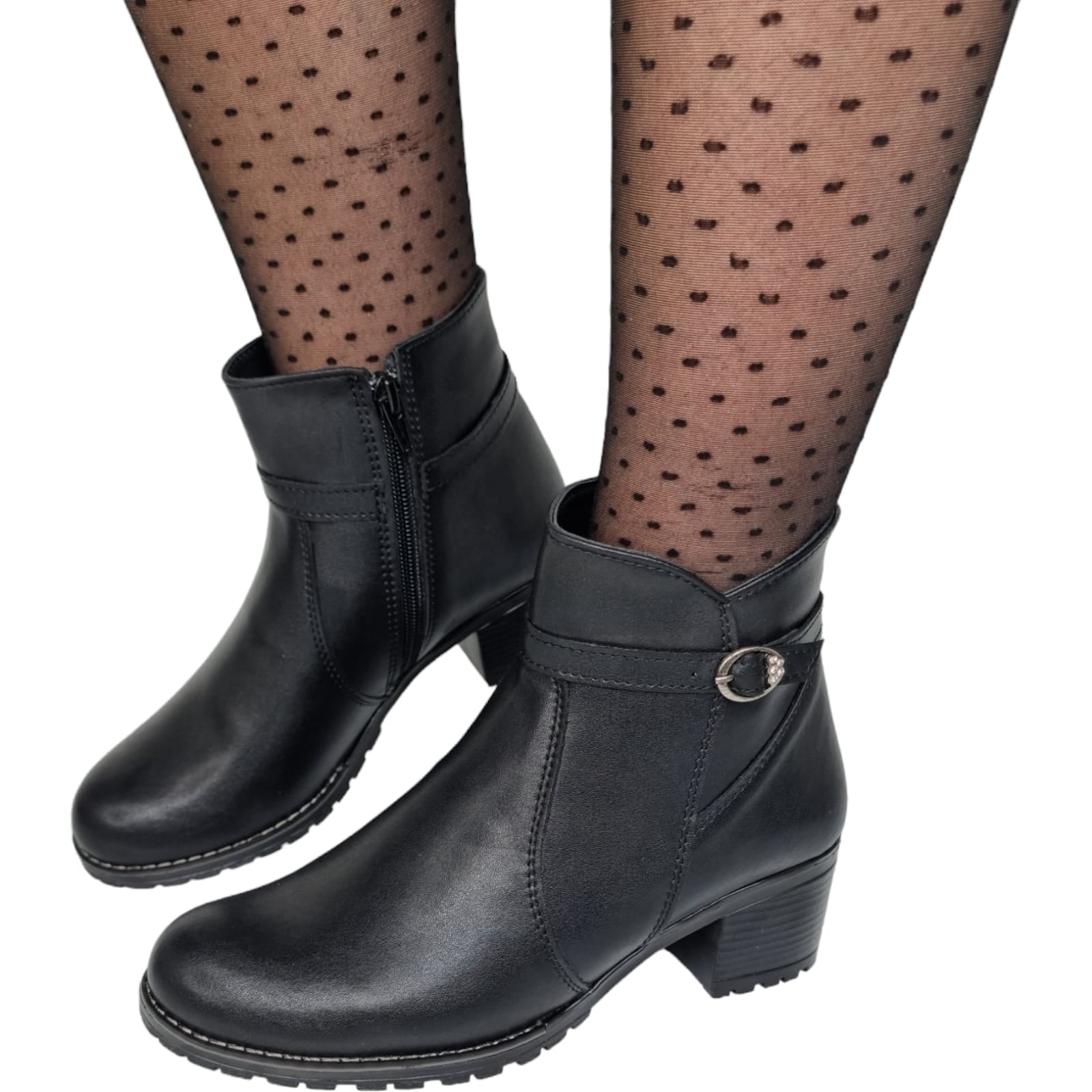 Ghete Damă Casual Din Piele Naturală Neagră 30189