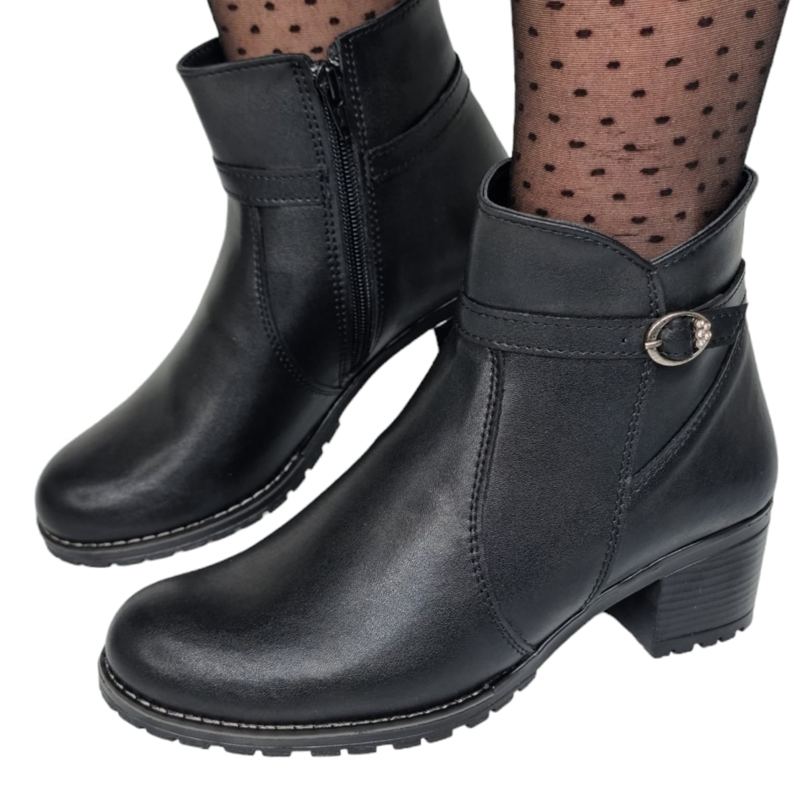 Ghete Damă Casual Din Piele Naturală Neagră 30189