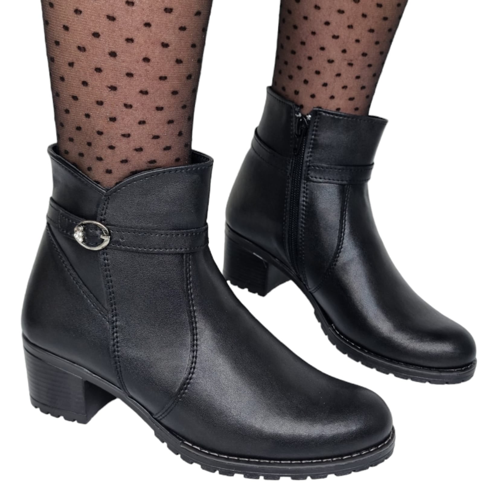 Ghete Damă Casual Din Piele Naturală Neagră 30189