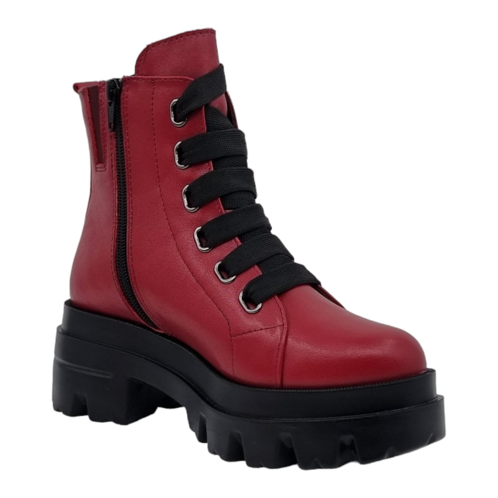 Ghete Damă Casual Din Piele Naturală Roșie 30206