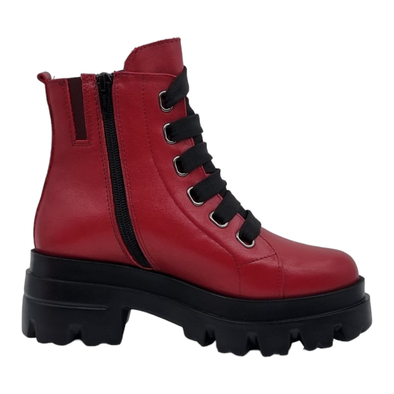 Ghete Damă Casual Din Piele Naturală Roșie 30206