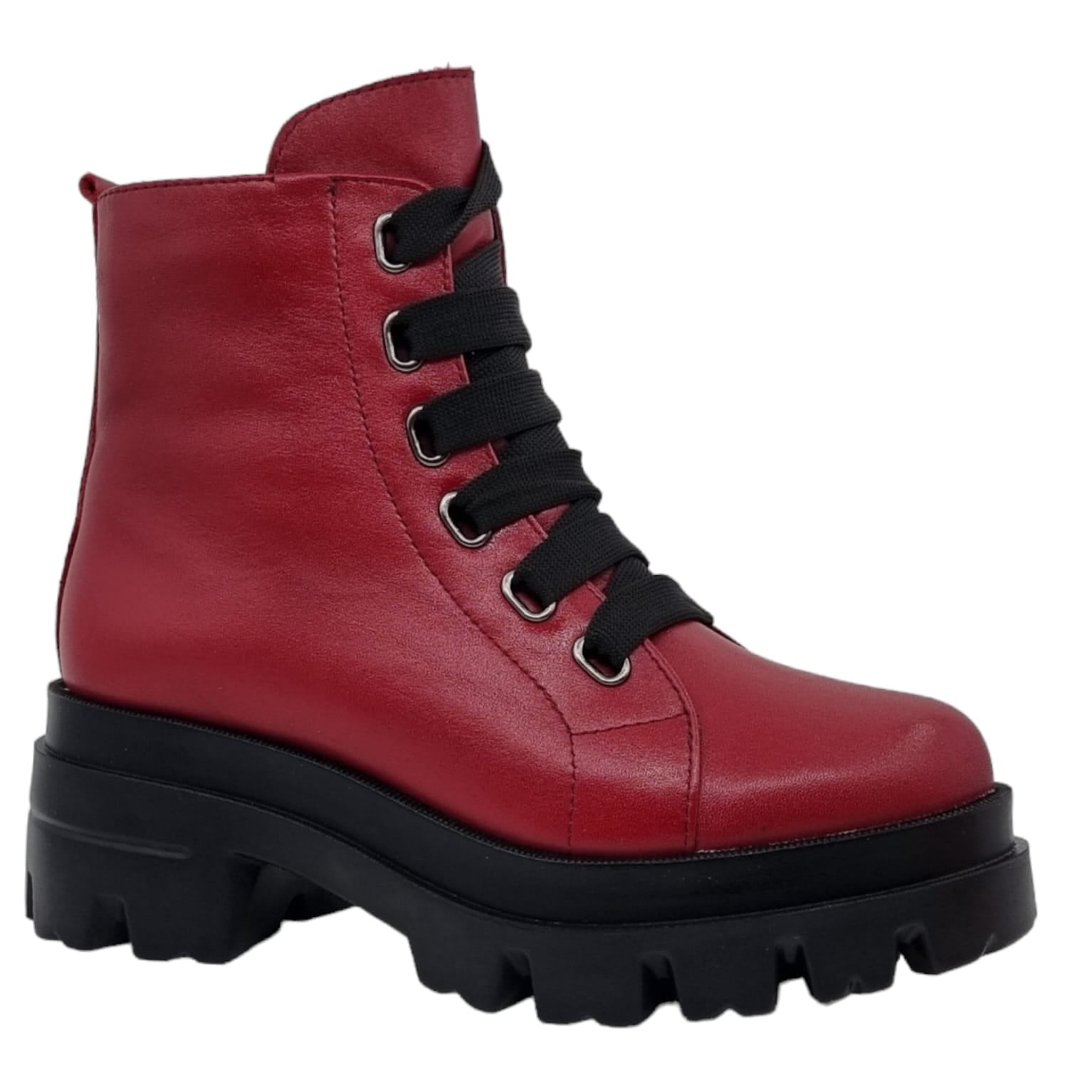 Ghete Damă Casual Din Piele Naturală Roșie 30206