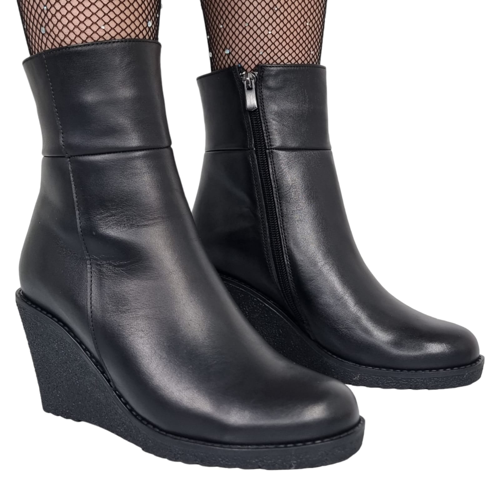 Ghete Damă Casual Din Piele Naturală Neagră 30214