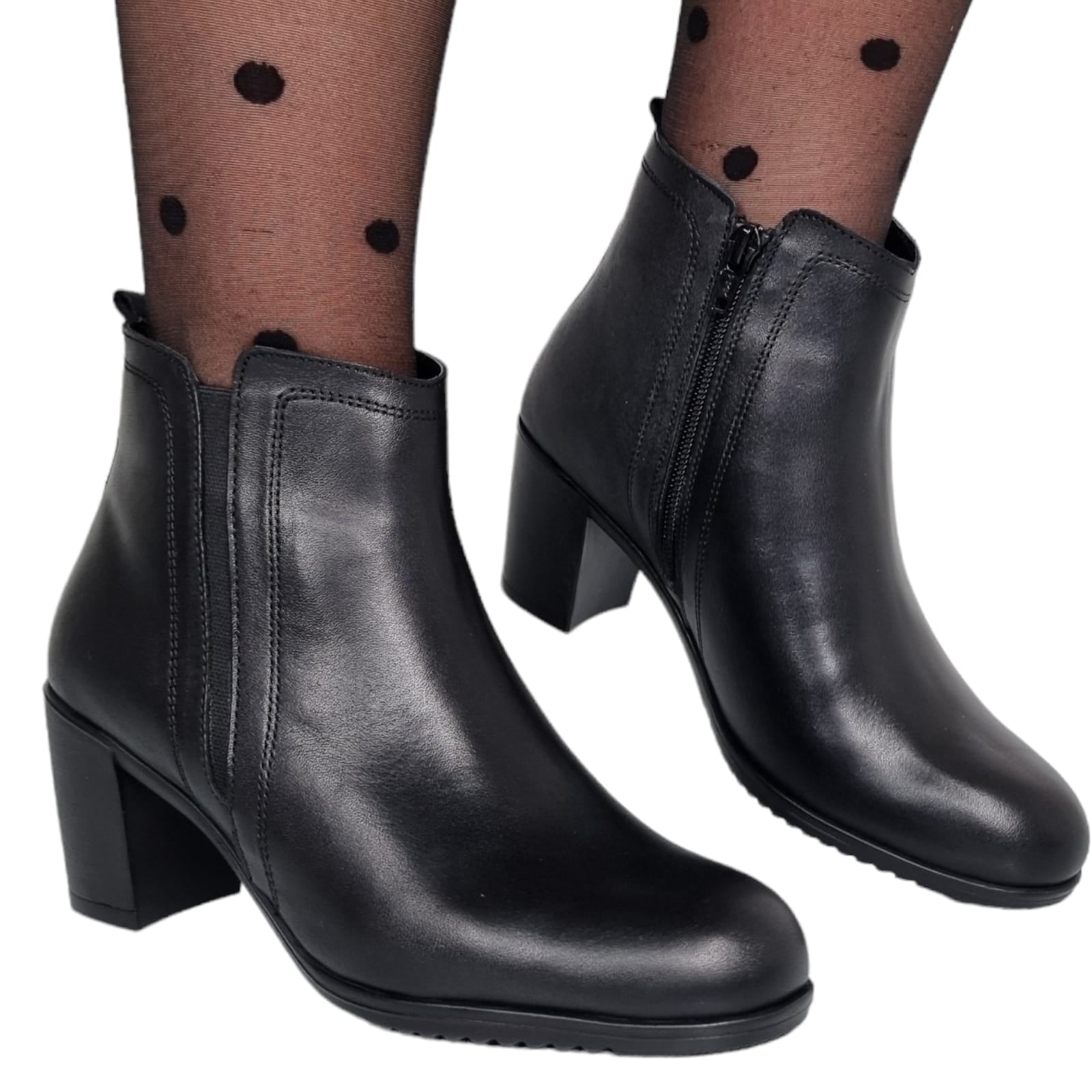 Ghete Damă Casual Din Piele Naturală Neagra Box 30217