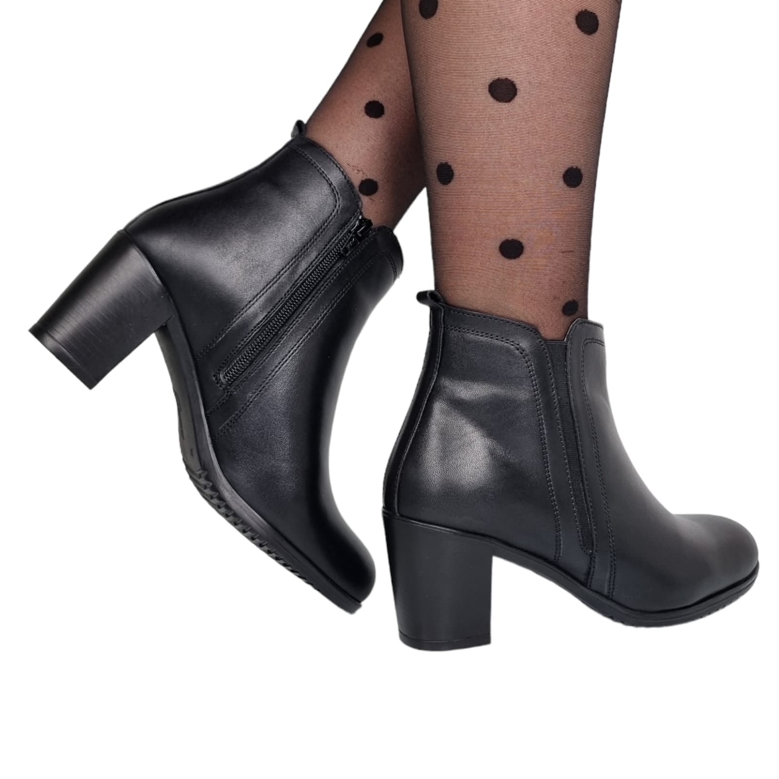 Ghete Damă Casual Din Piele Naturală Neagra Box 30217
