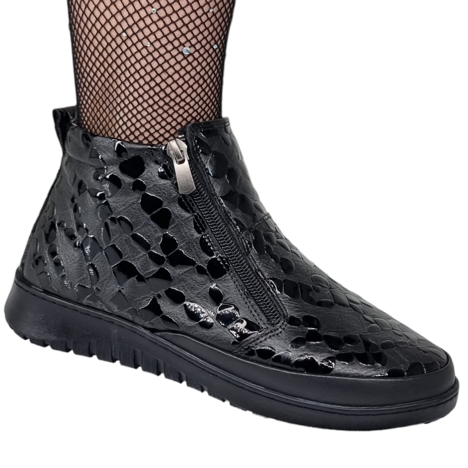 Ghete Damă Casual Din Piele Naturală Neagra 30231