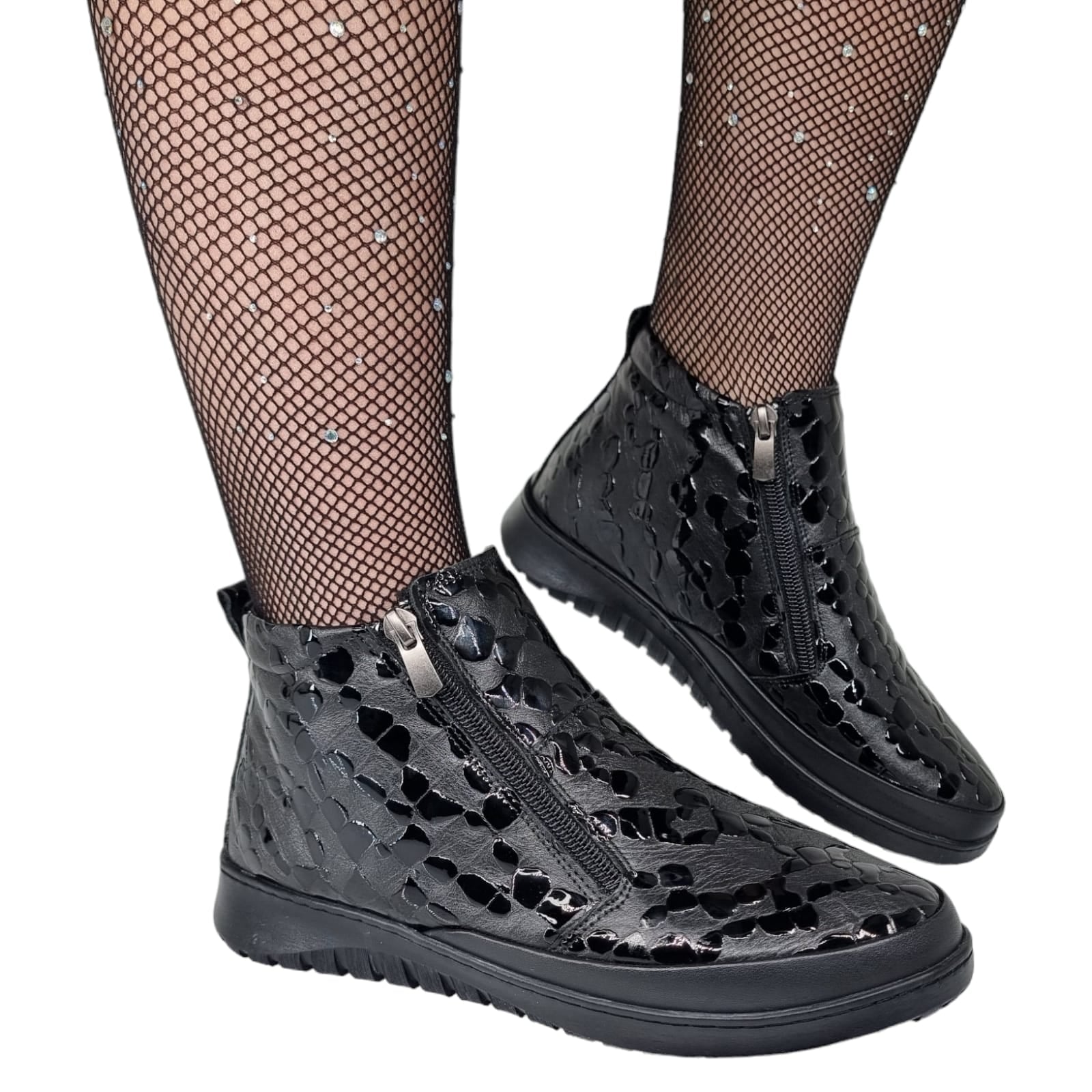 Ghete Damă Casual Din Piele Naturală Neagra 30231