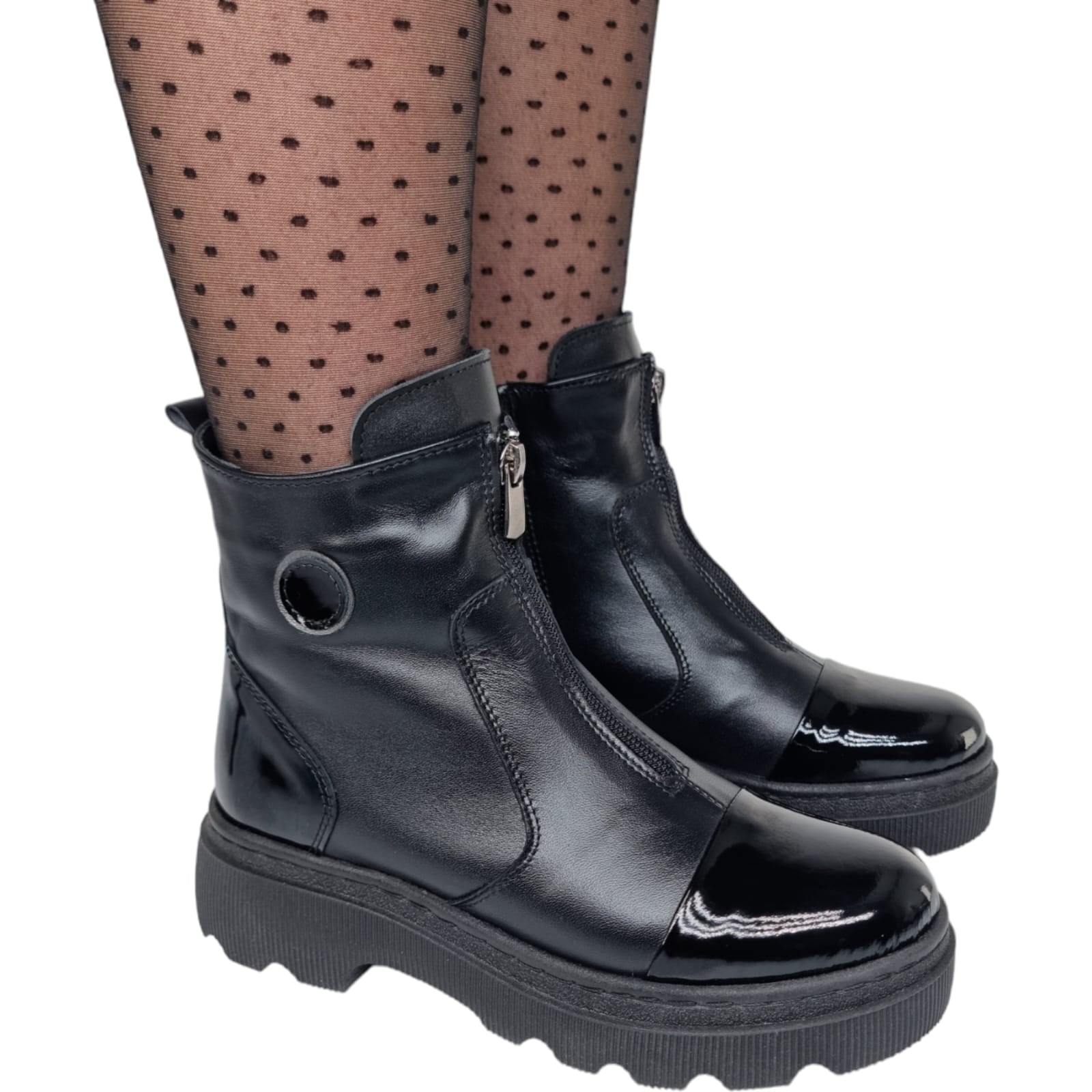 Ghete Damă Casual Din Piele Naturală Neagra 30237