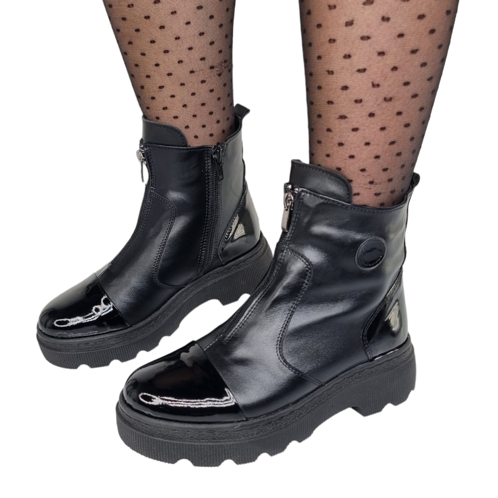 Ghete Damă Casual Din Piele Naturală Neagra 30237