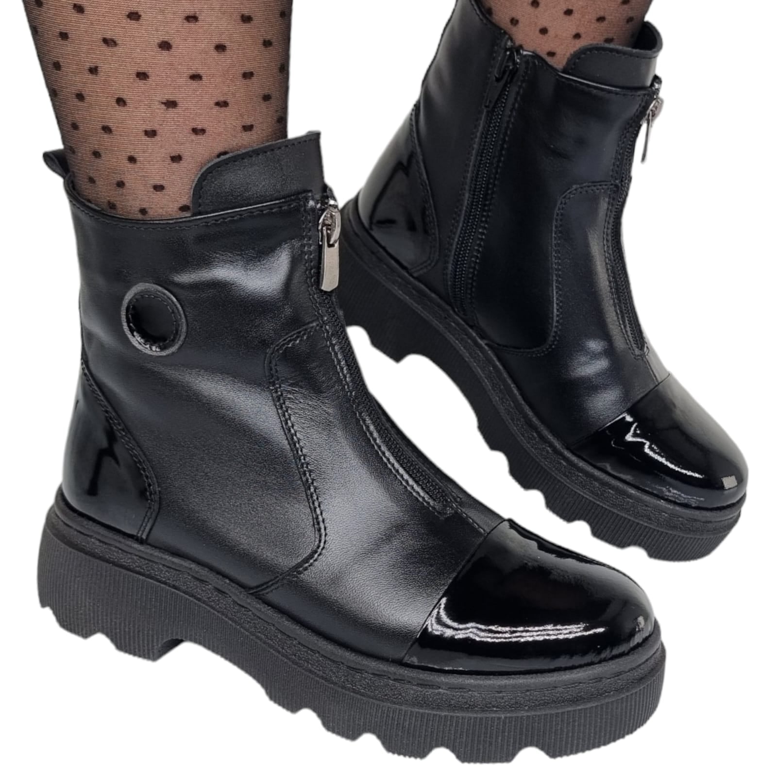 Ghete Damă Casual Din Piele Naturală Neagra 30237