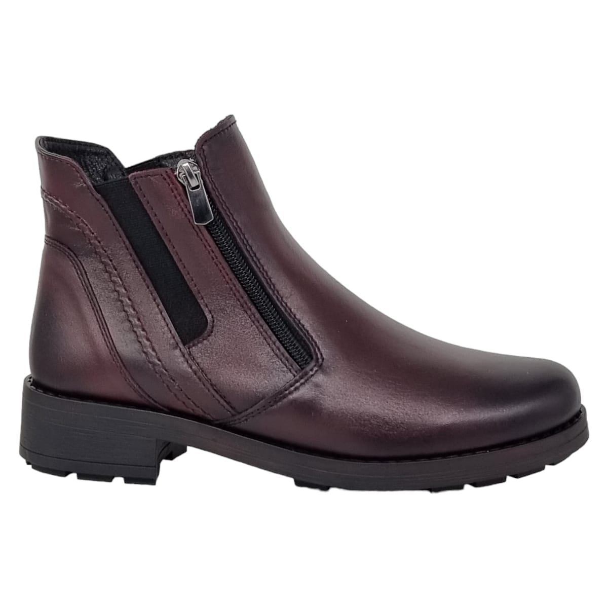 Ghete Damă Casual Din Piele Naturală Bordo 30238