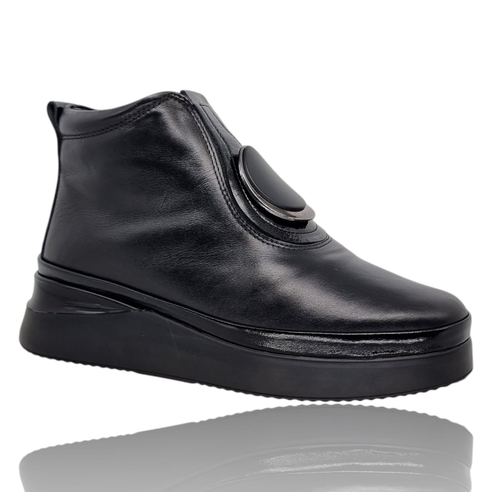 Ghete Damă Casual Din Piele Naturală Neagră 30360