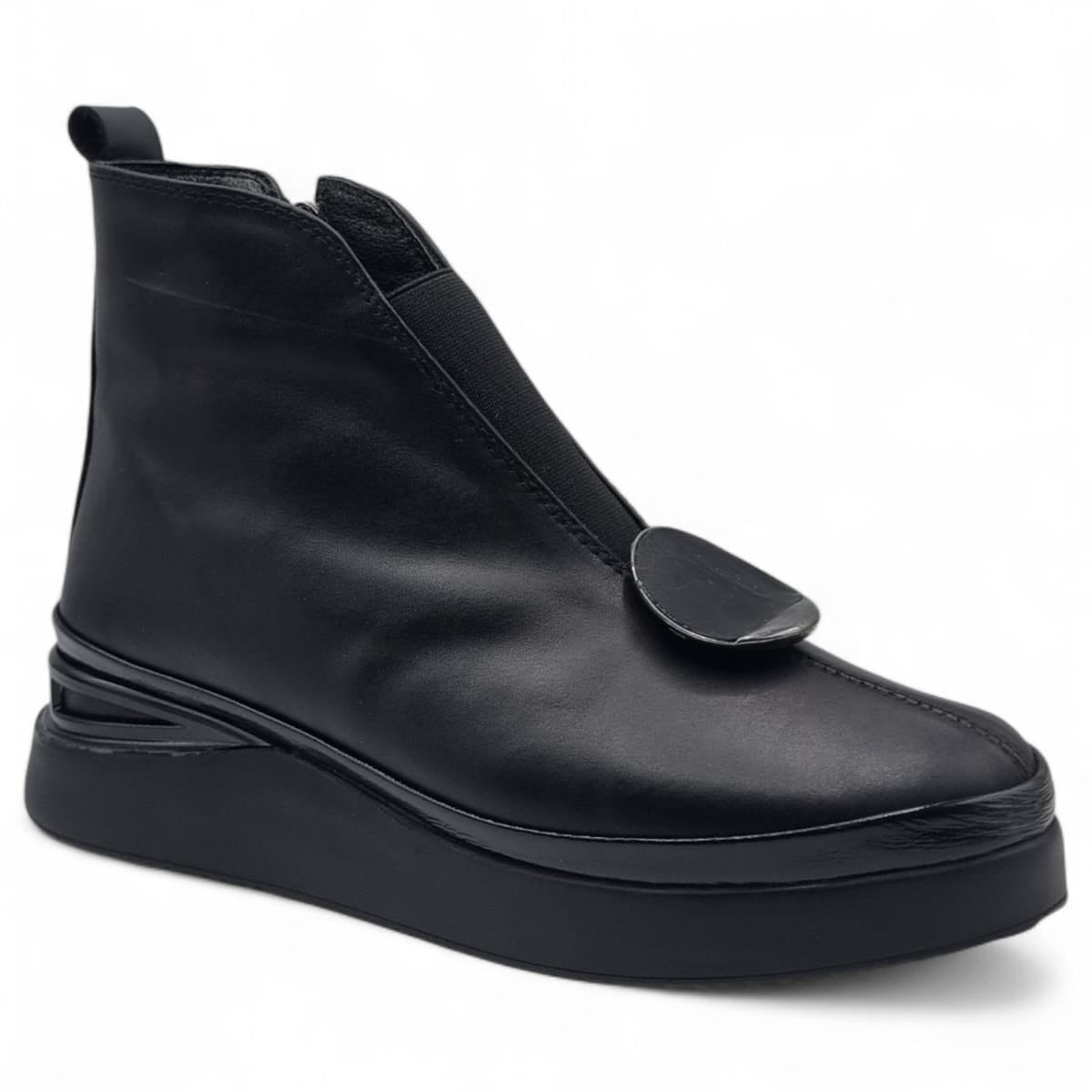 Ghete Damă Casual Din Piele Naturală Neagră 30383