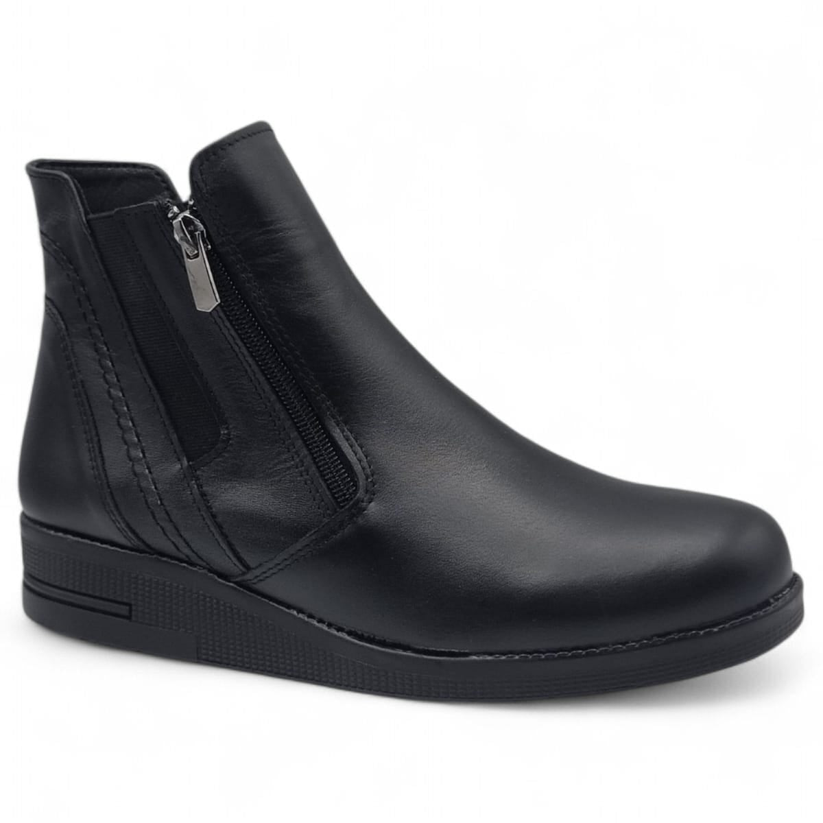 Ghete Damă Casual Din Piele Naturală Neagră 30384