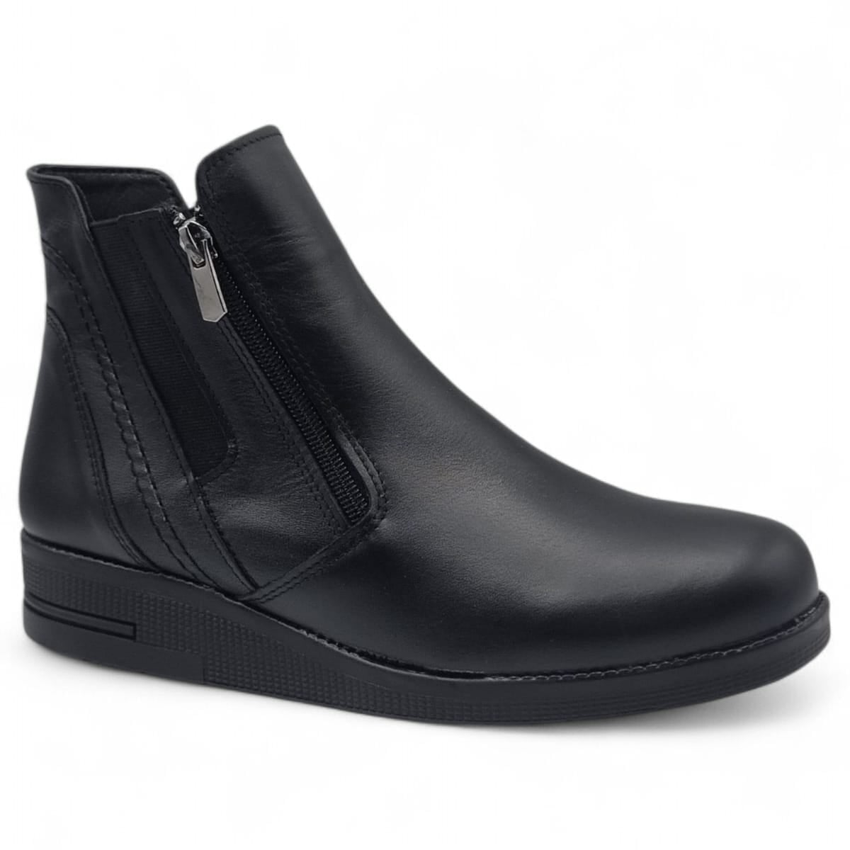 Ghete Damă Casual Din Piele Naturală Neagră 30384