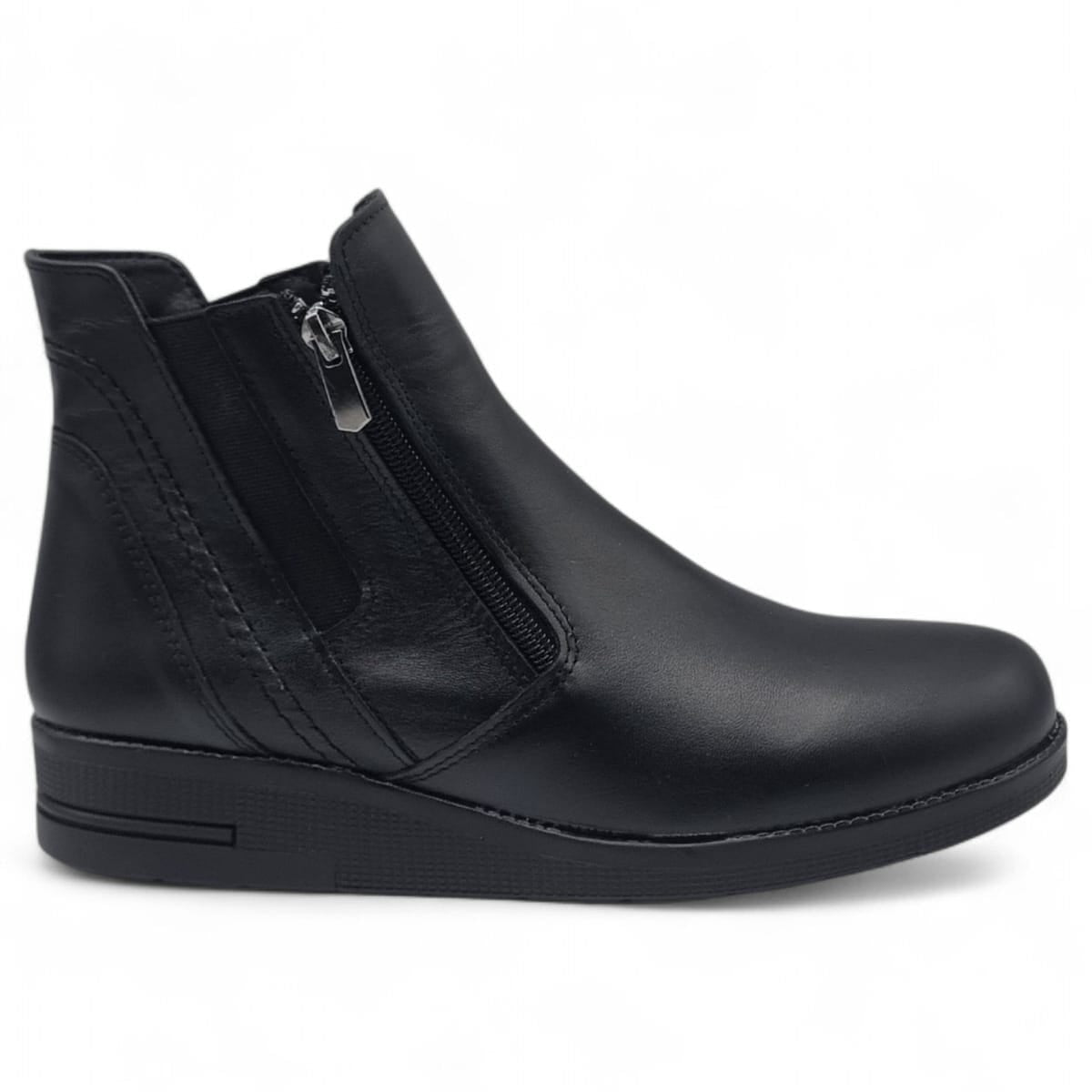 Ghete Damă Casual Din Piele Naturală Neagră 30384