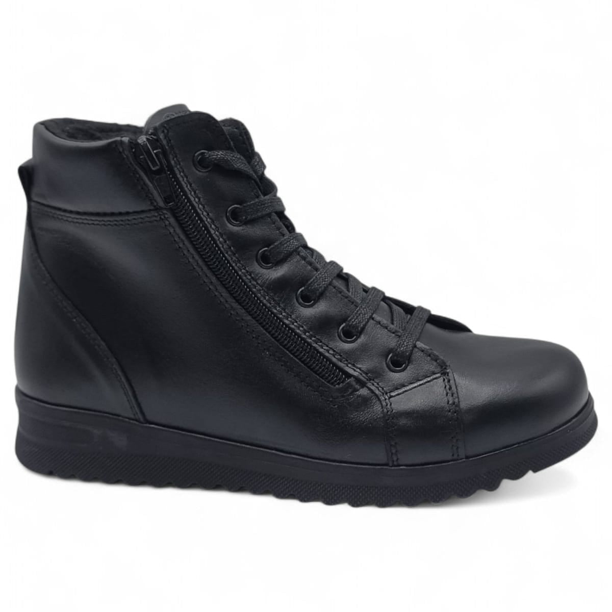 Ghete Damă Casual Din Piele Naturală Neagră 30386