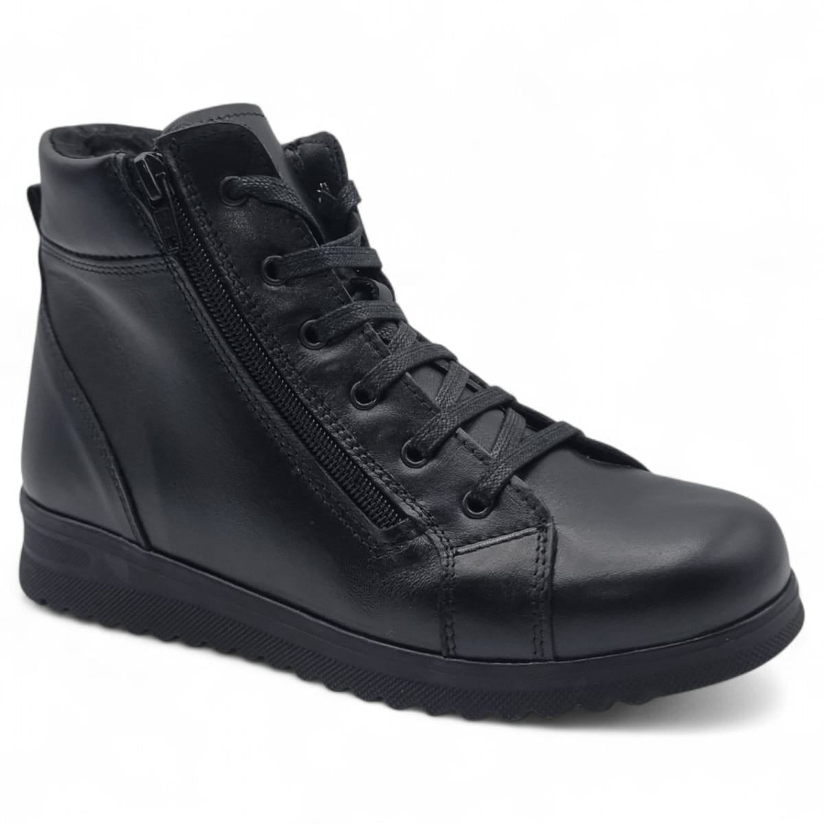 Ghete Damă Casual Din Piele Naturală Neagră 30386