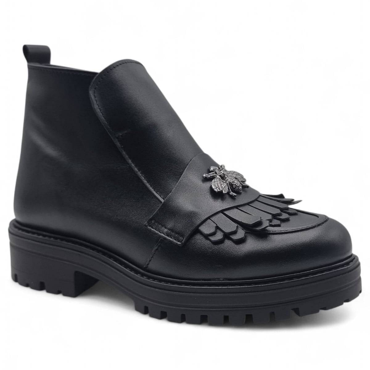 Ghete Damă Casual Din Piele Naturală Neagră 30393