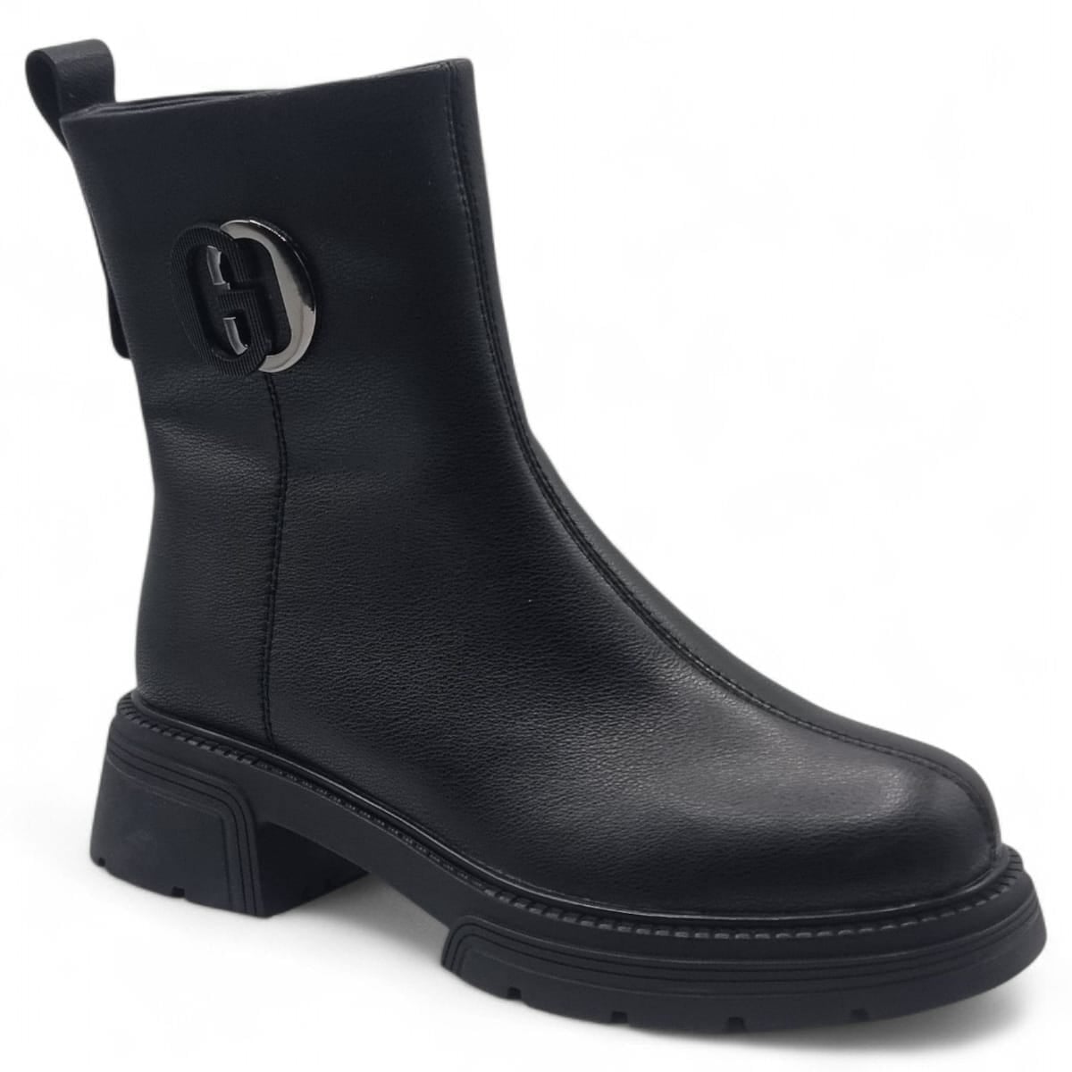 Ghete Damă Casual Din Piele Naturală Neagră 30399