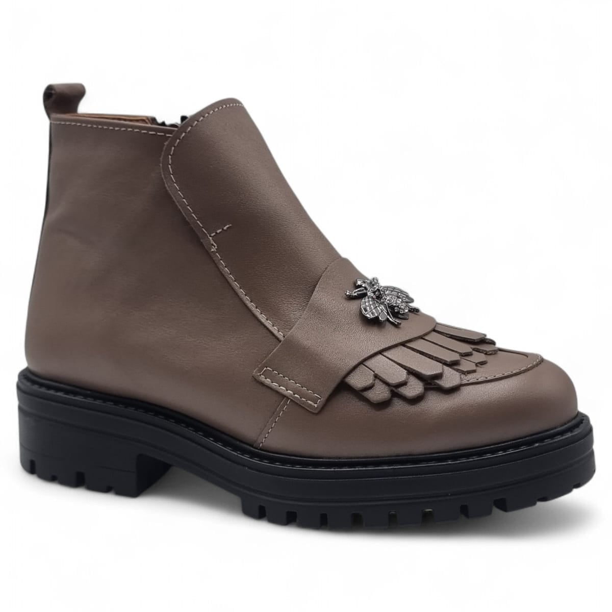 Ghete Damă Casual Din Piele Naturală Taupe 30391