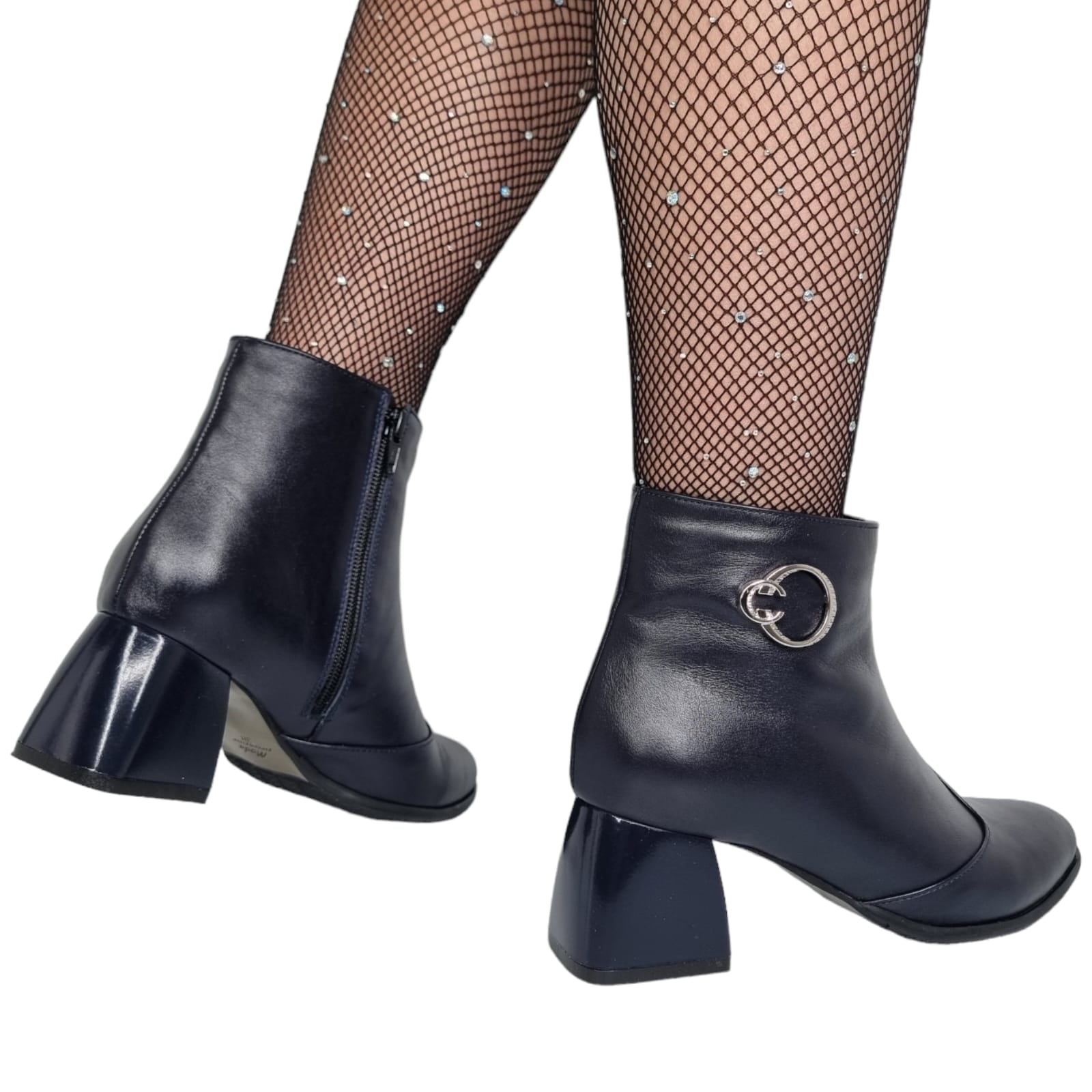 Ghete Damă Elegante Din Piele Naturală Blue 40137