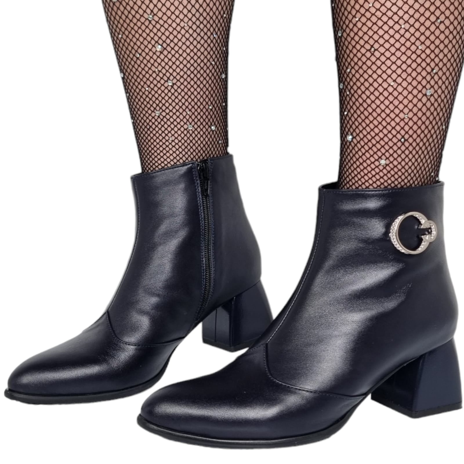 Ghete Damă Elegante Din Piele Naturală Blue 40137