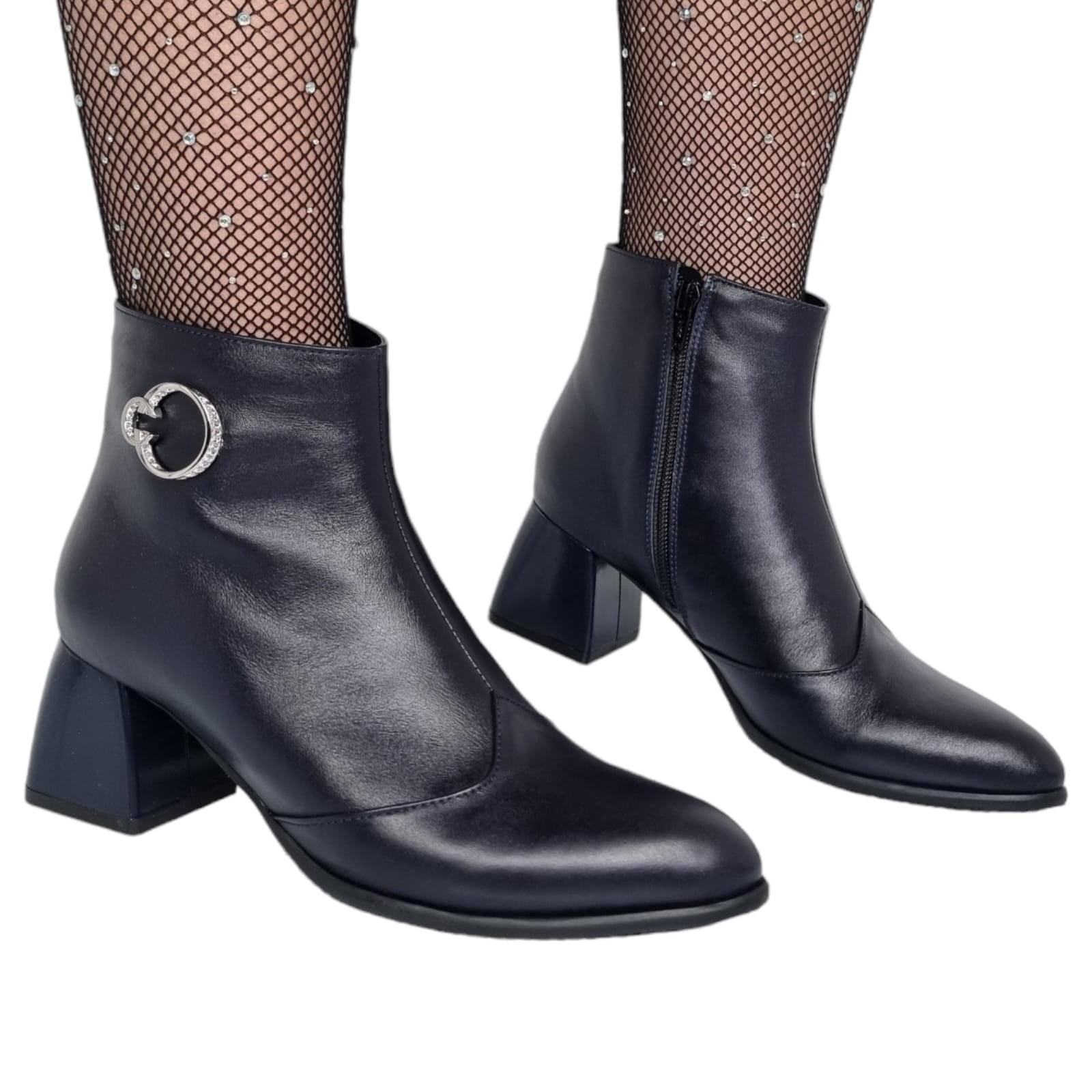 Ghete Damă Elegante Din Piele Naturală Blue 40137