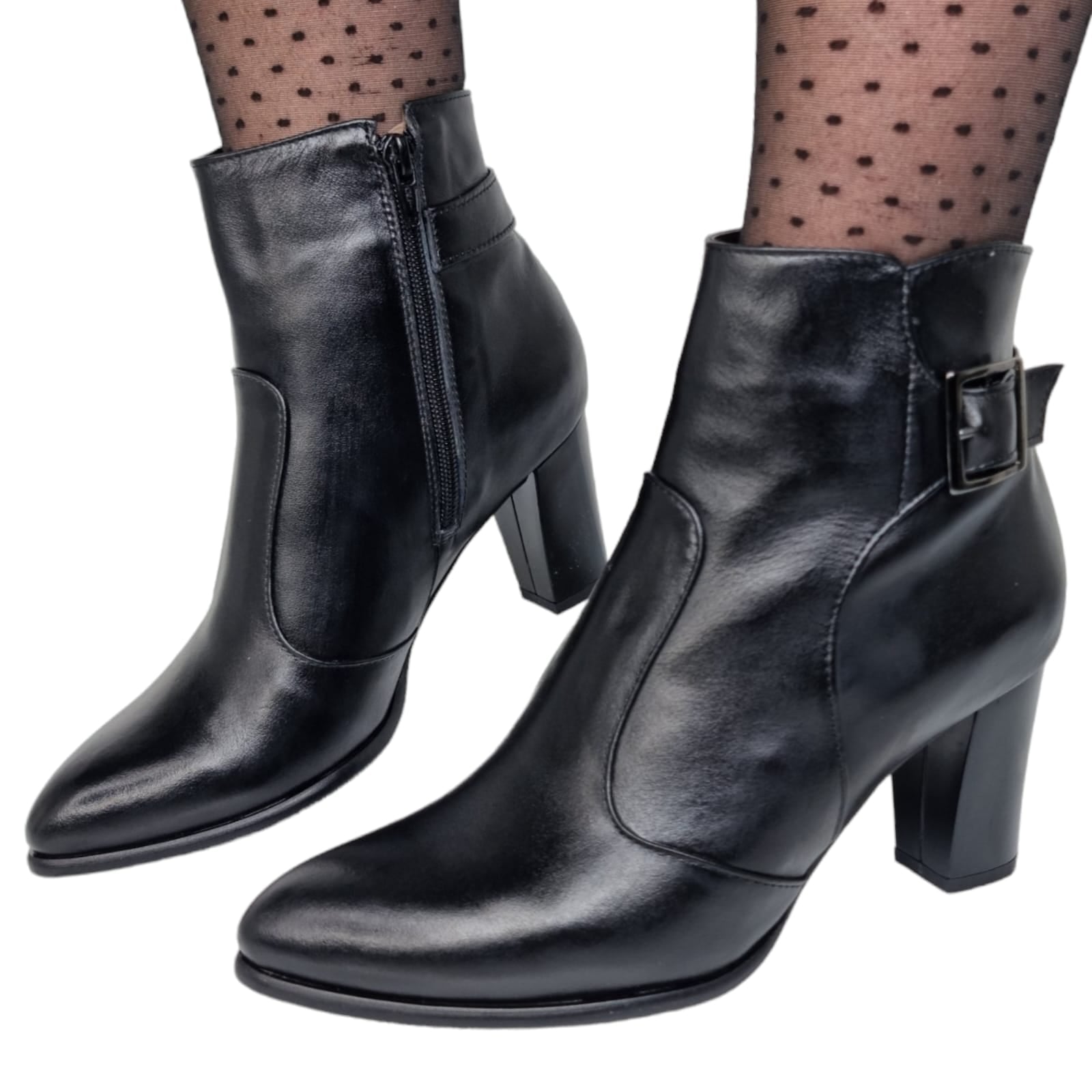 Ghete Damă Elegante Din Piele Naturală Neagră 40140
