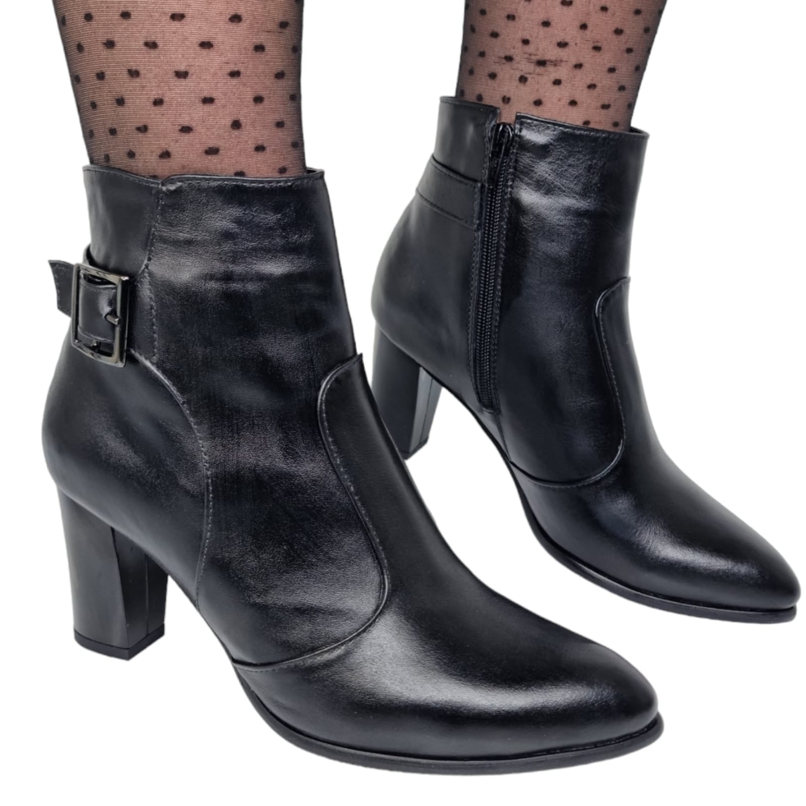 Ghete Damă Elegante Din Piele Naturală Neagră 40140
