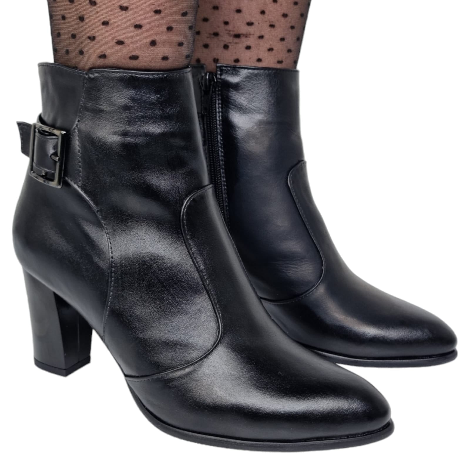 Ghete Damă Elegante Din Piele Naturală Neagră 40140