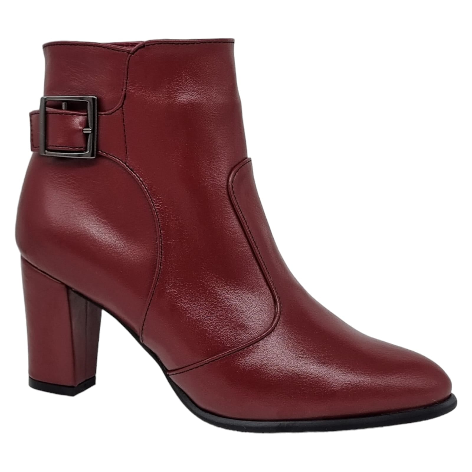 Ghete Damă Elegante Din Piele Naturală Bordo 40141