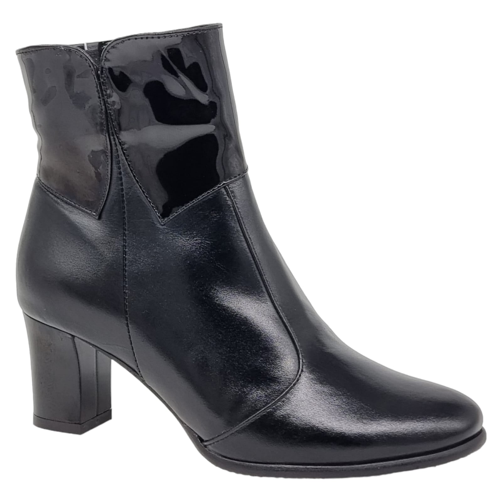 Ghete Damă Elegante Din Piele Naturală Neagră Box Lac 40142