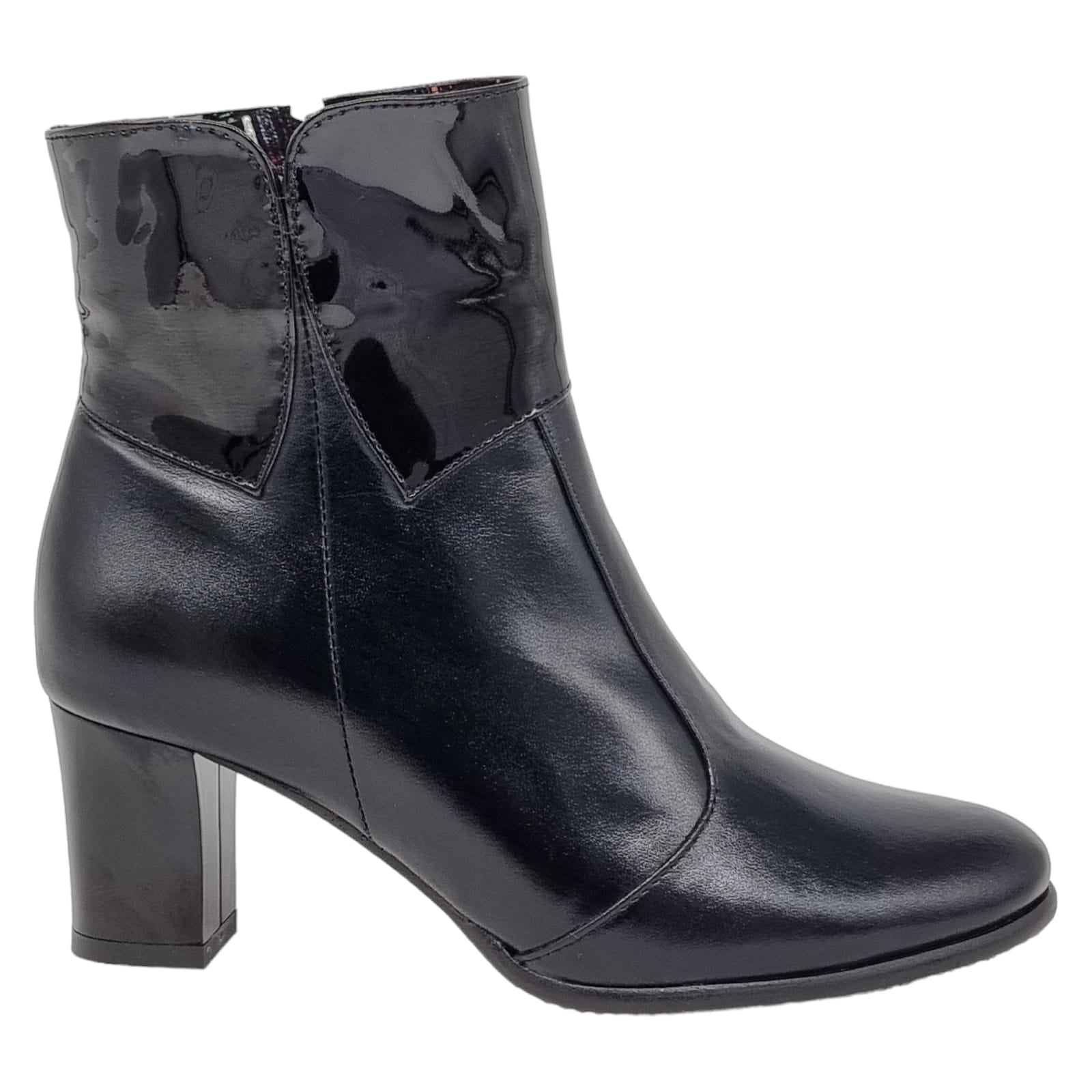 Ghete Damă Elegante Din Piele Naturală Neagră Box Lac 40142
