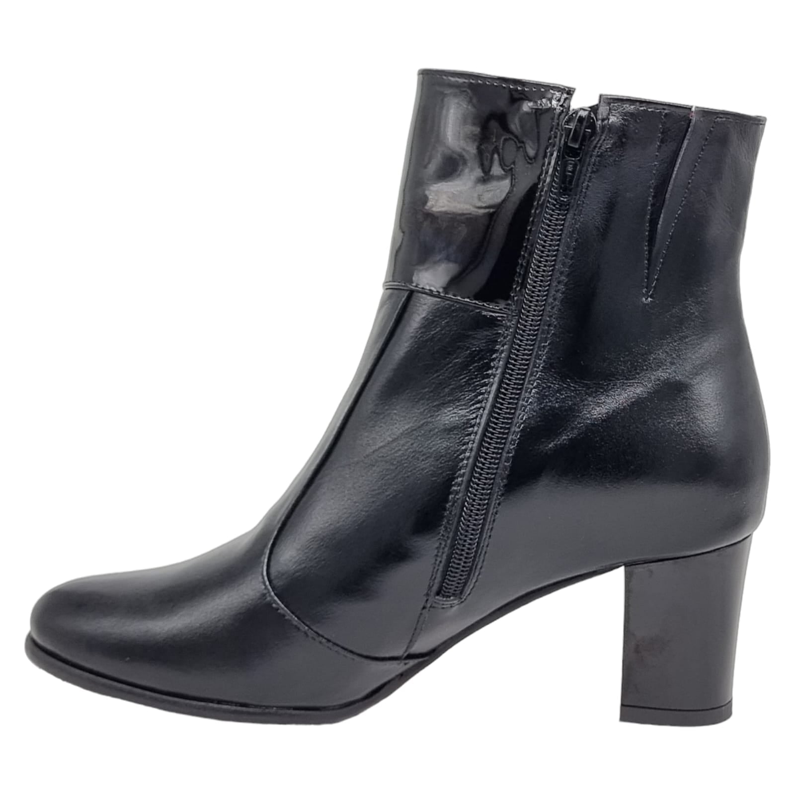 Ghete Damă Elegante Din Piele Naturală Neagră Box Lac 40142
