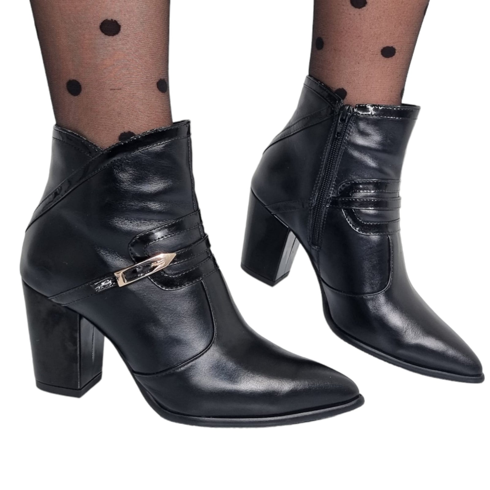 Ghete Damă Elegante Din Piele Naturală Neagră 40146