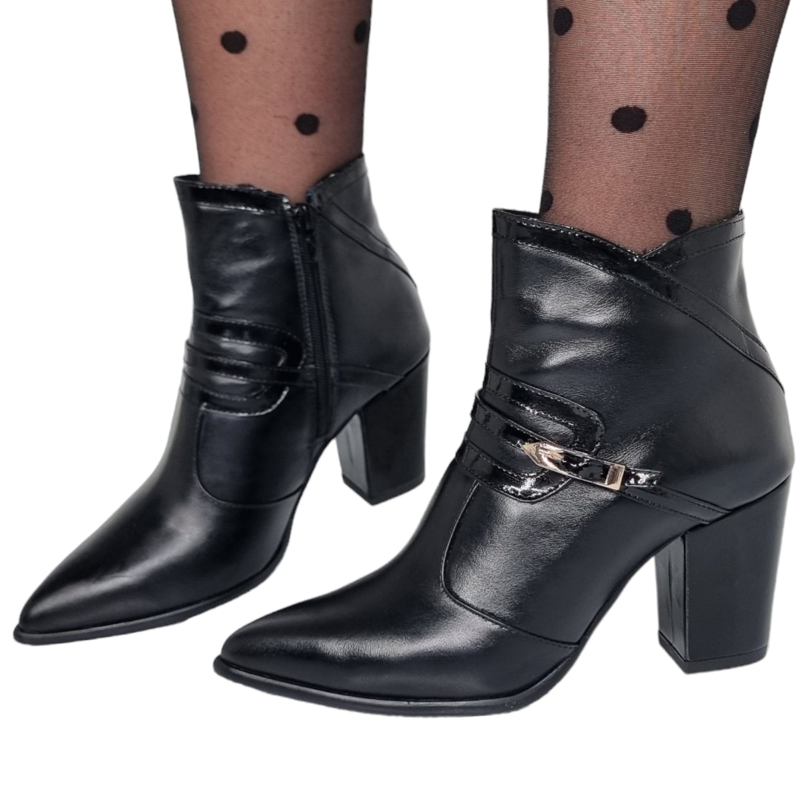 Ghete Damă Elegante Din Piele Naturală Neagră 40146
