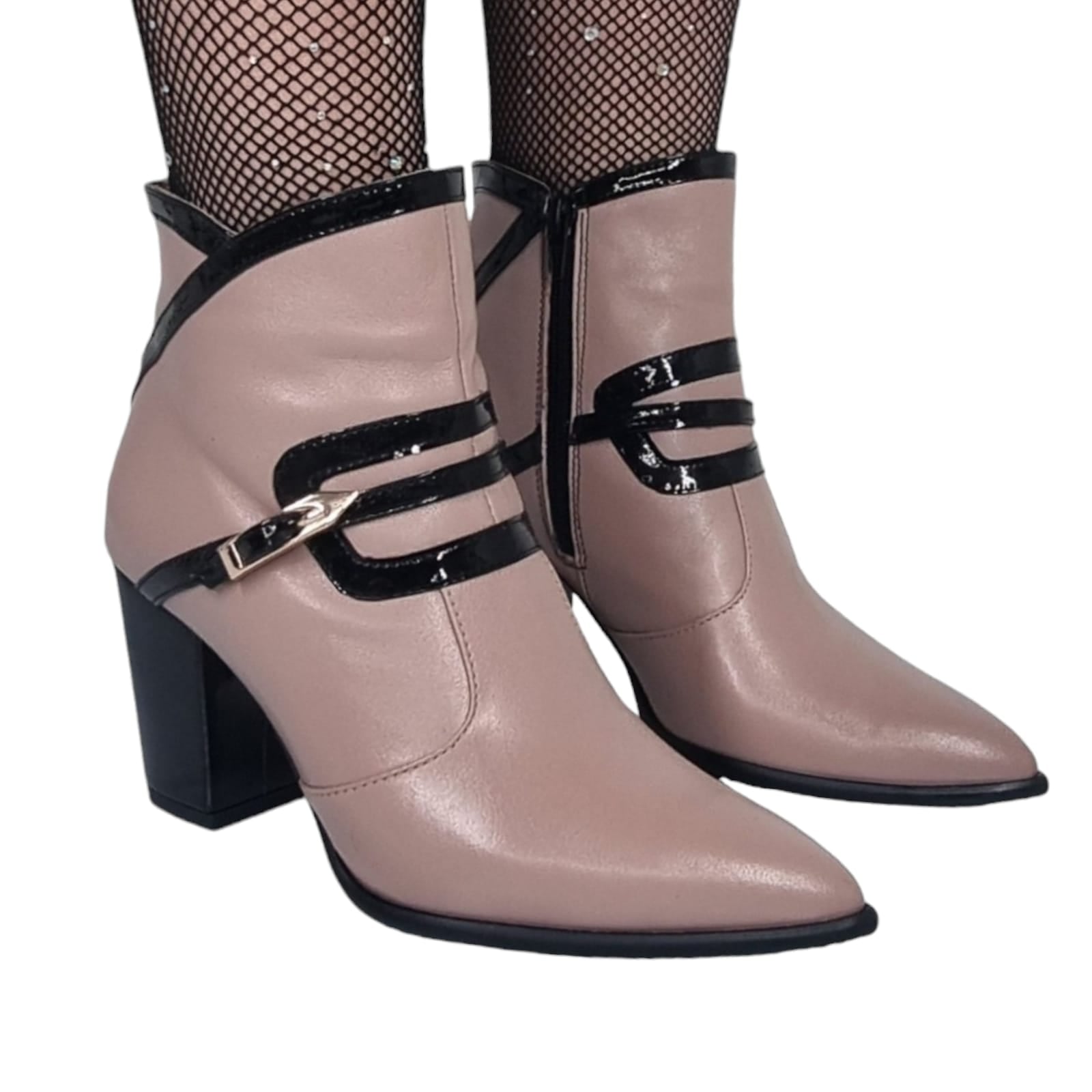 Ghete Damă Elegante Din Piele Naturală Capucino Neagră 40149