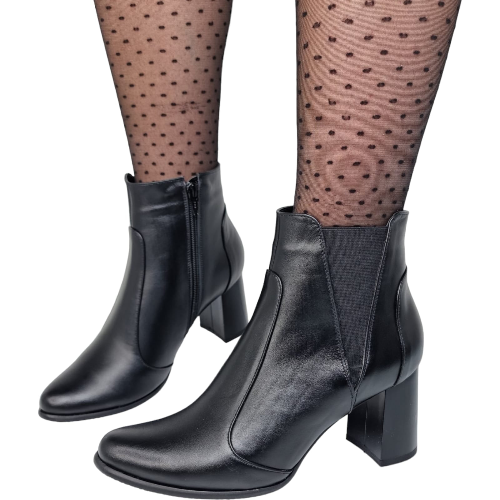 Ghete Damă Elegante Din Piele Naturală Neagră 40182