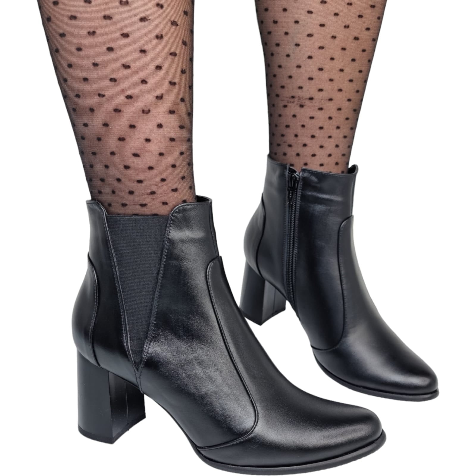 Ghete Damă Elegante Din Piele Naturală Neagră 40182