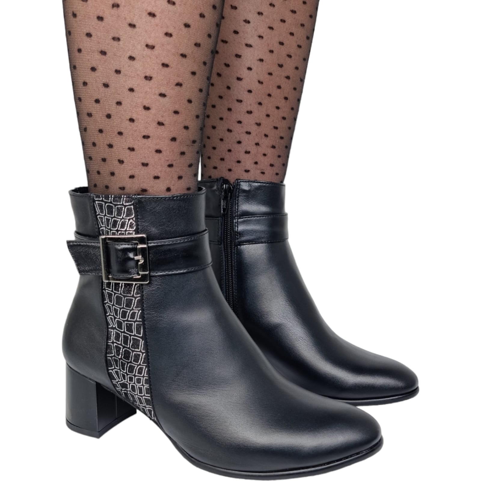 Ghete Damă Elegante Din Piele Naturală Neagră Arg 40187