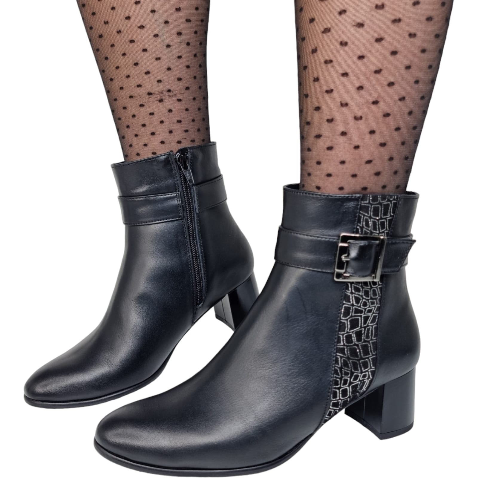 Ghete Damă Elegante Din Piele Naturală Neagră Arg 40187