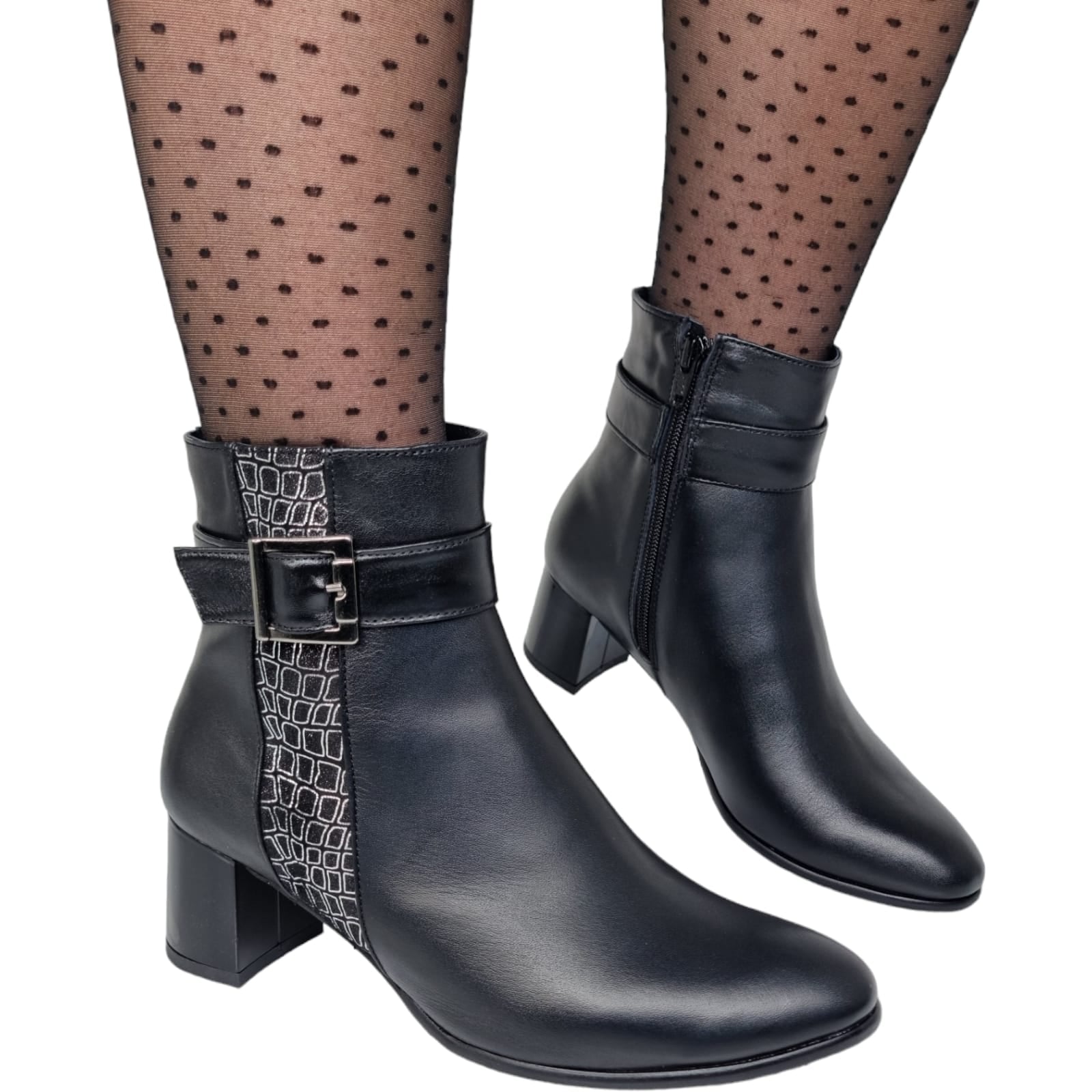 Ghete Damă Elegante Din Piele Naturală Neagră Arg 40187