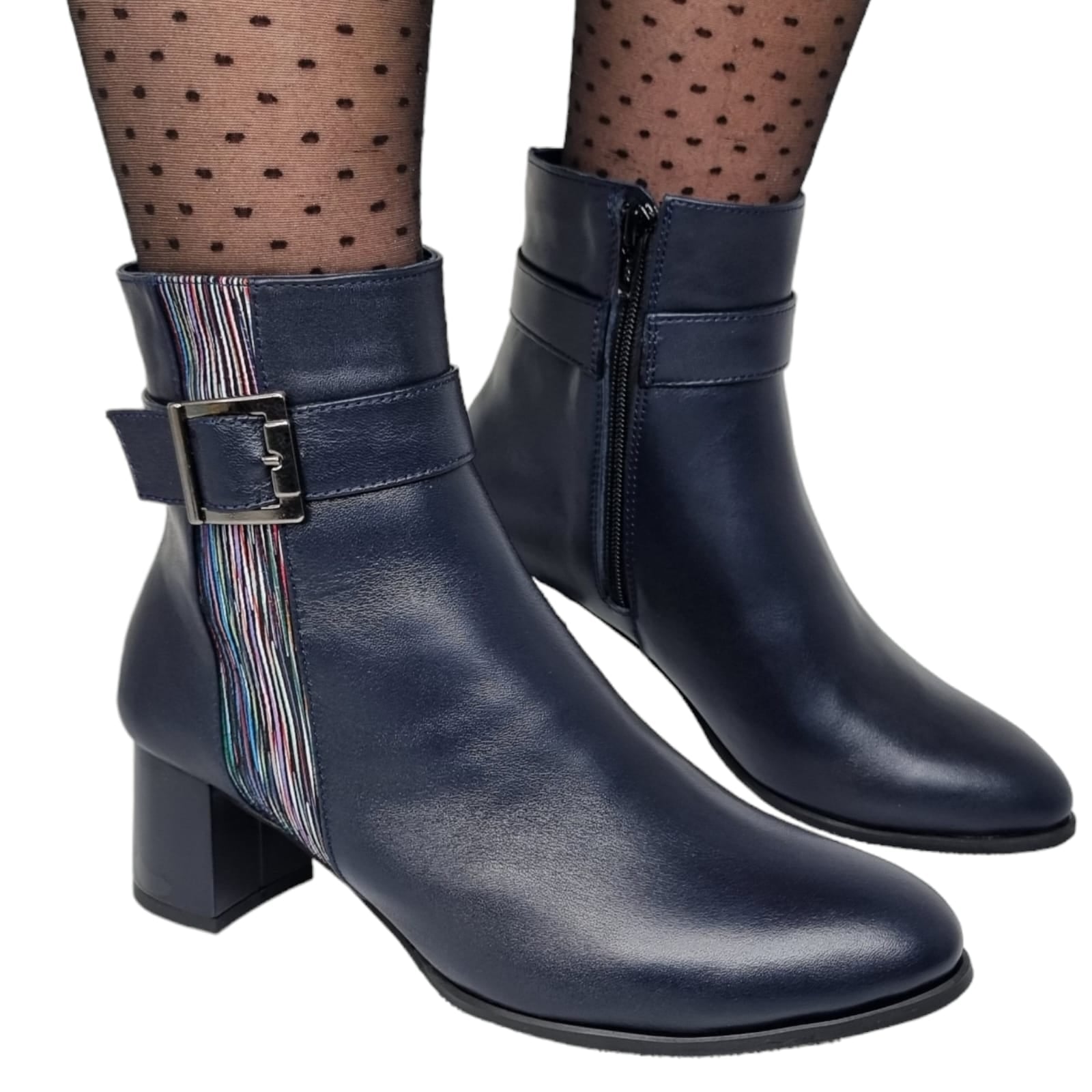 Ghete Damă Elegante Din Piele Naturală Blue Linii 40189