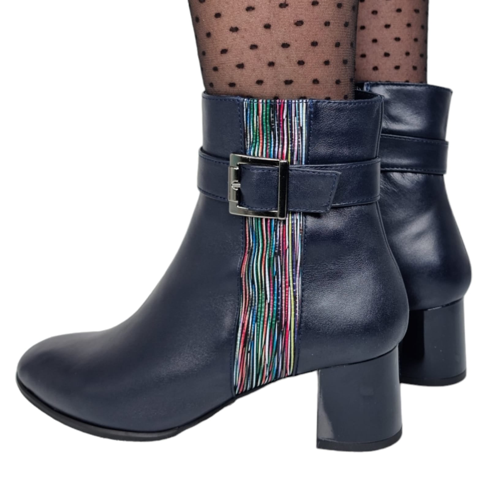 Ghete Damă Elegante Din Piele Naturală Blue Linii 40189