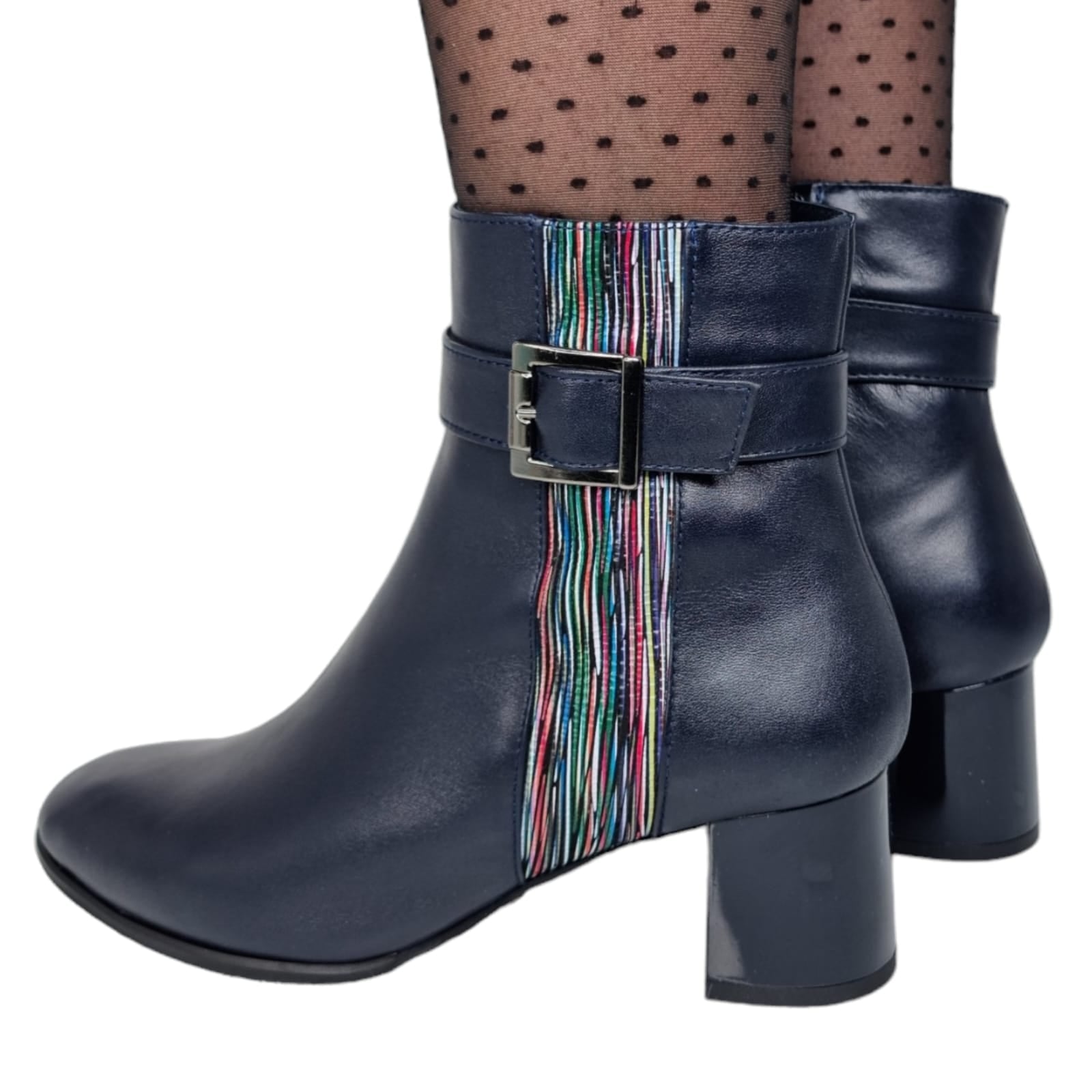 Ghete Damă Elegante Din Piele Naturală Blue Linii 40189