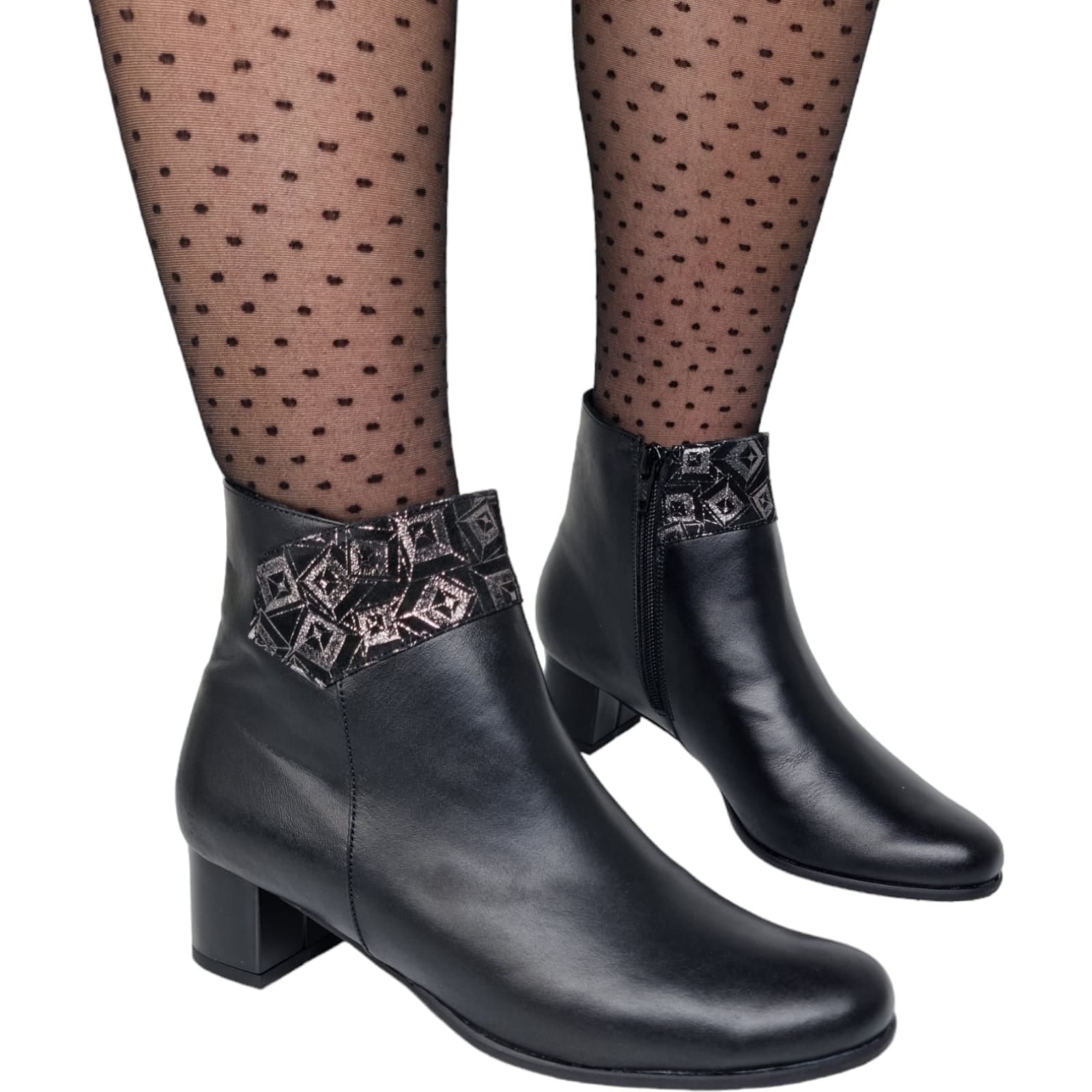 Ghete Damă Elegante Din Piele Naturală Neagră Arg 40208