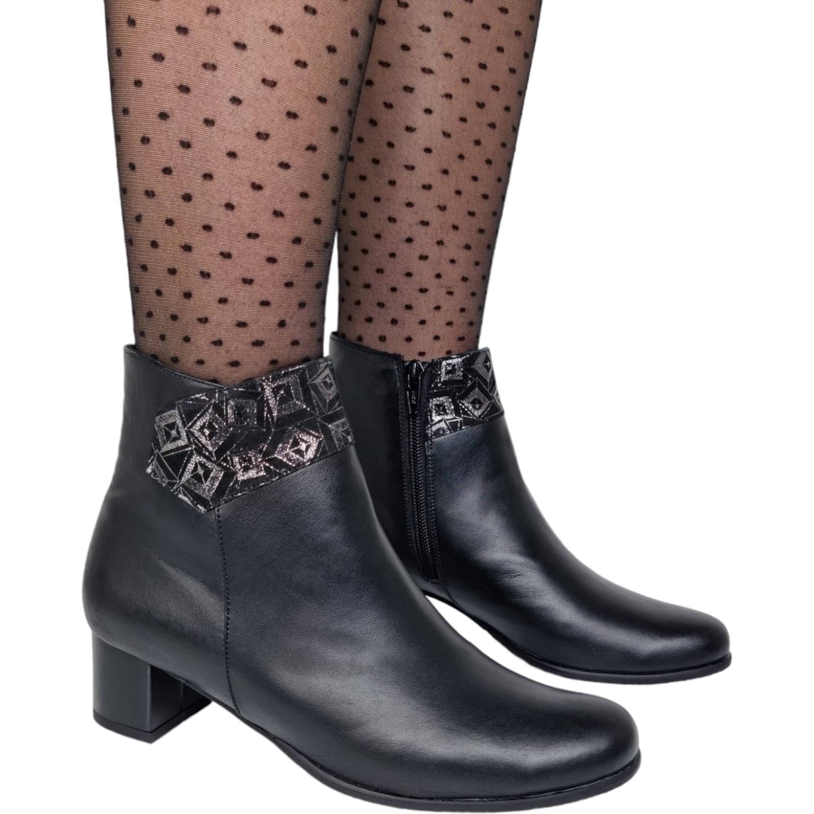 Ghete Damă Elegante Din Piele Naturală Neagră Arg 40208